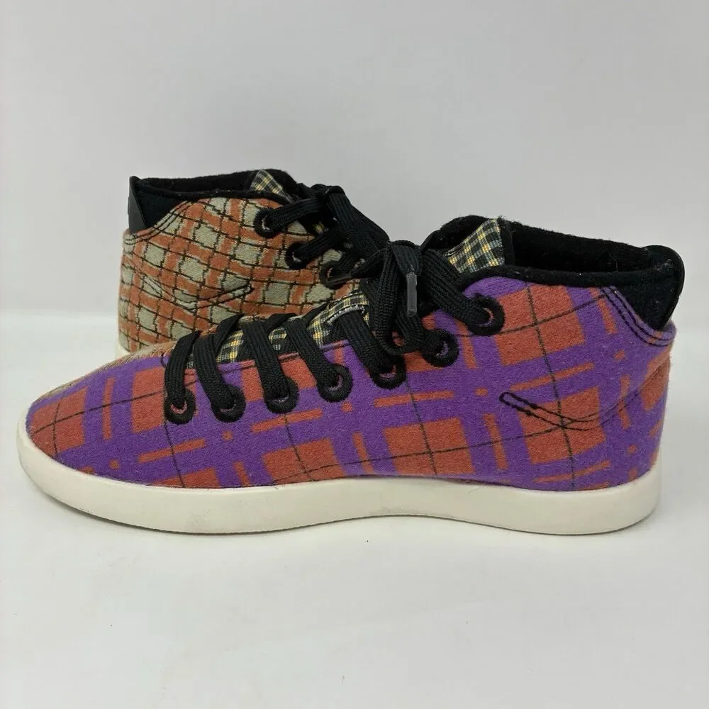 Allbirds Wool Piper Mid Shoes Womens 9 Orange Purple Plaid Limited Ed Sneakers